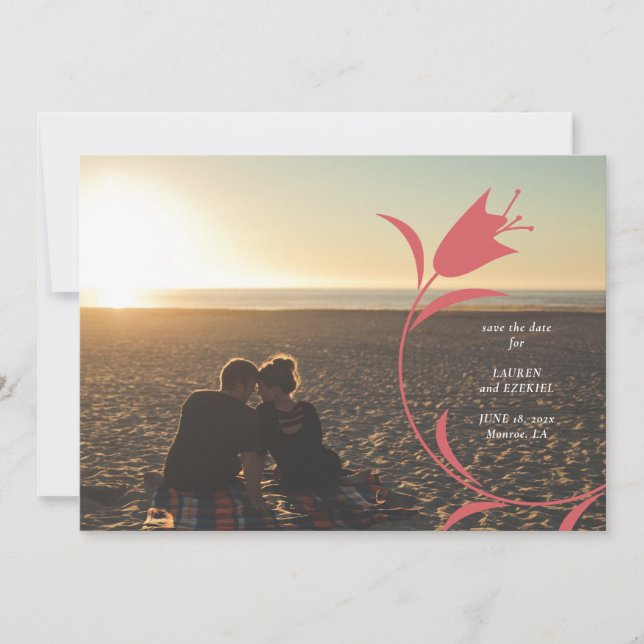 MOD WINE TULIP WEDDING SAVE THE DATE INVITATION (Front)