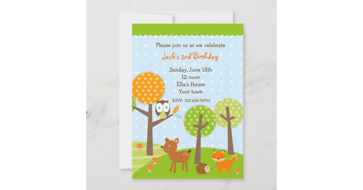 Mod woodland Owl BIrthday Party Invitations | Zazzle