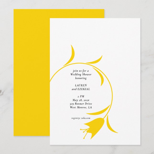 MOD YELLOW TULIP BRIDAL SHOWER INVITATION (Front/Back)
