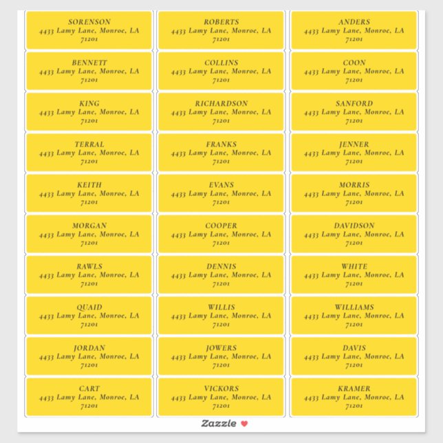 MOD YELLOW TULIP WEDDING Address Labels (Sheet)