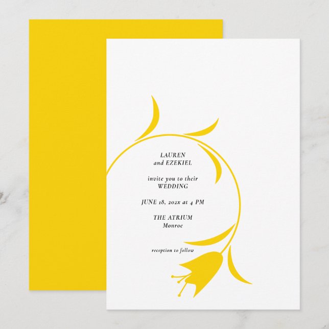 MOD YELLOW TULIP WEDDING INVITATION (Front/Back)