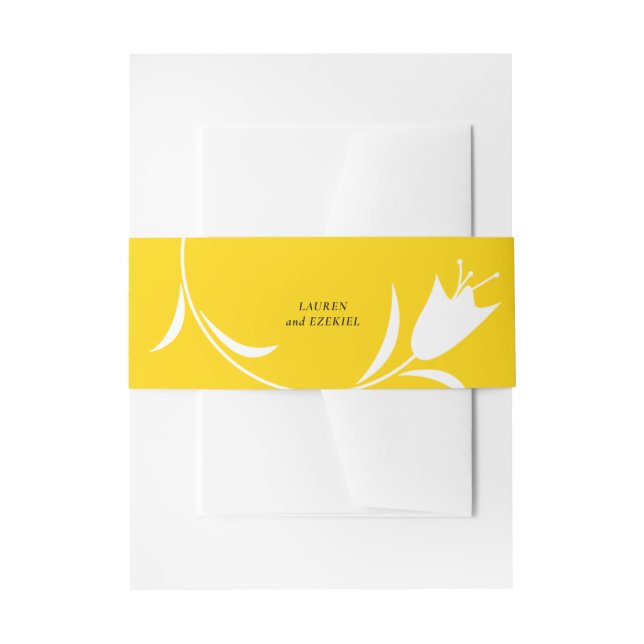 MOD YELLOW TULIP WEDDING INVITATION BELLY BAND (Front Example)
