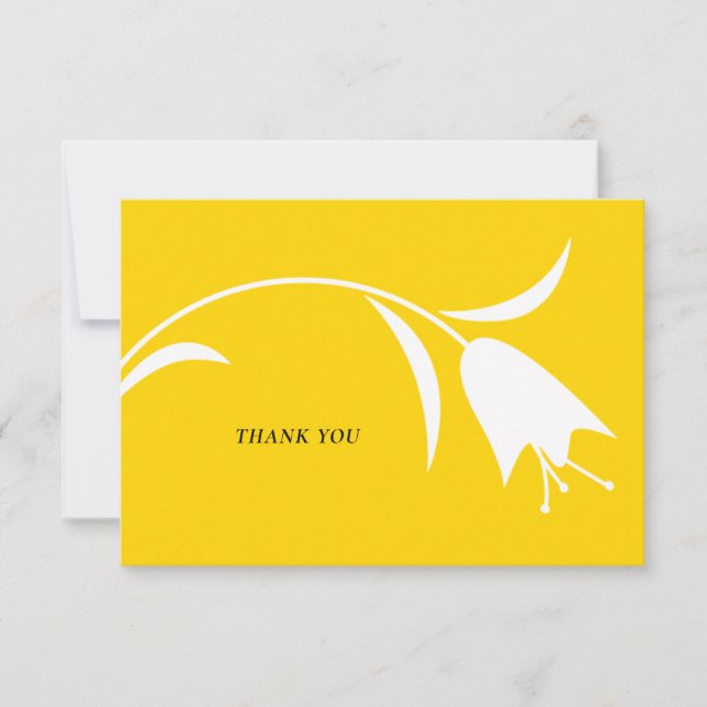 MOD YELLOW TULIP WEDDING THANK YOU CARD (Front)