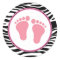 Mod Zebra Pink Baby Shower Favor Stickers