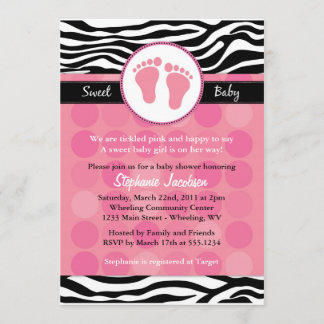 Mod Zebra Print Baby Shower Invitations