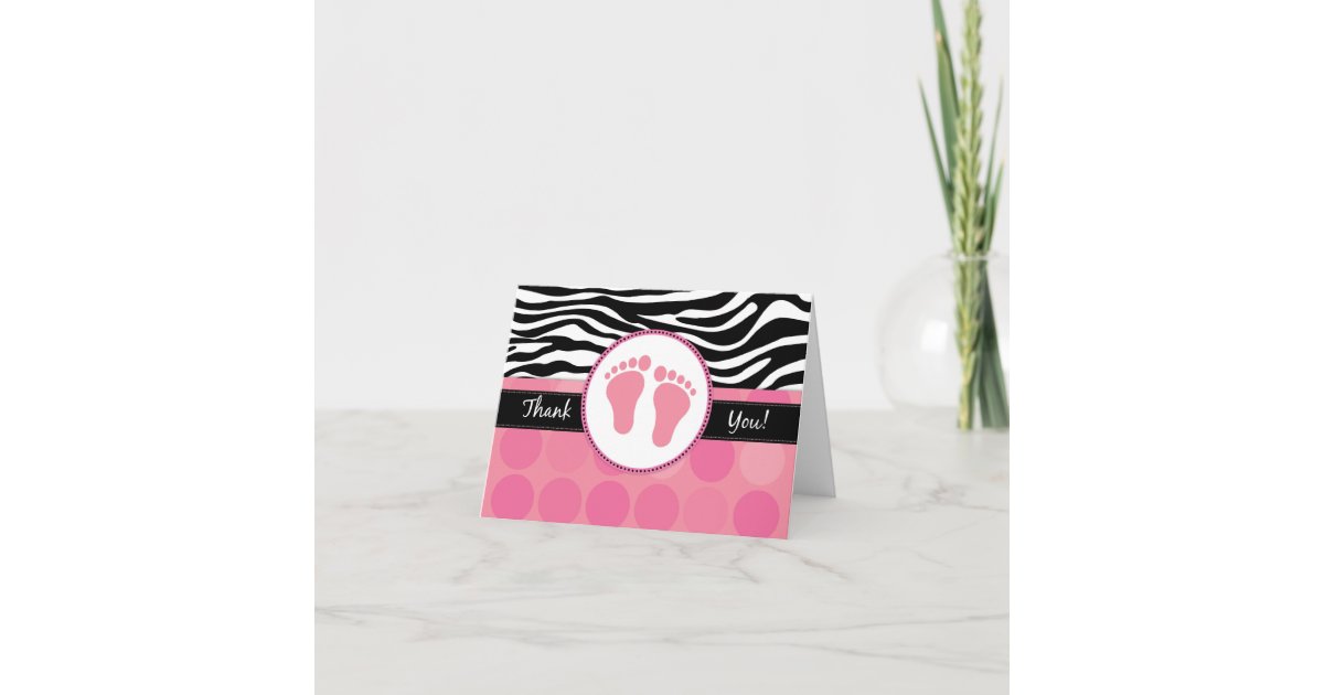 Mod Zebra Print Folded Baby Shower Thank You Cards Zazzle Com