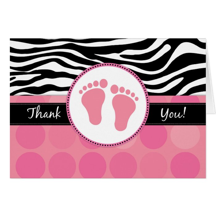 Mod Zebra Print Folded Baby Shower Thank You Cards