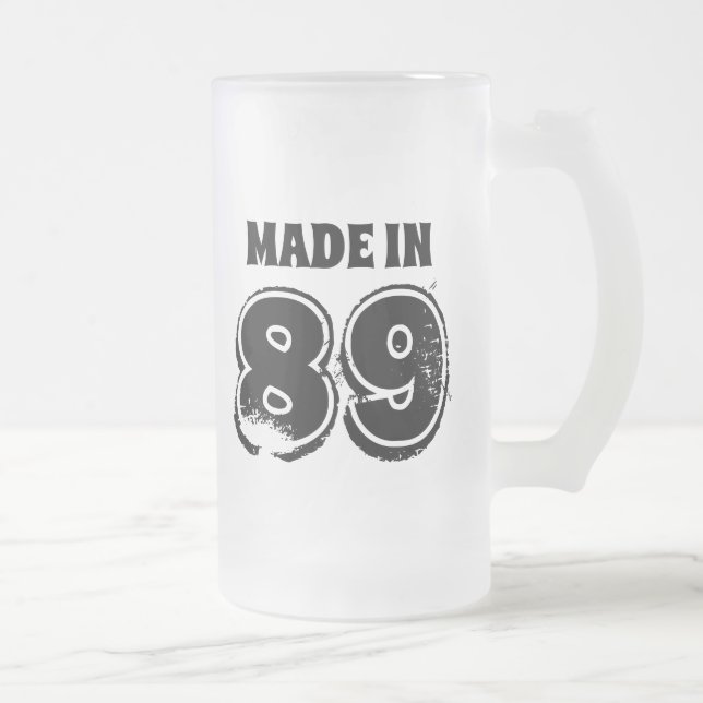 Mode Birthday Beer Mug Made in 89 Modern Typograph (Right)