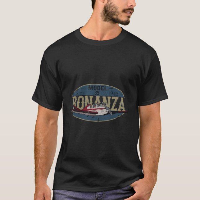 Model 35 Bonanza Since 1945 Airplane Pilot T-Shirt (Front)