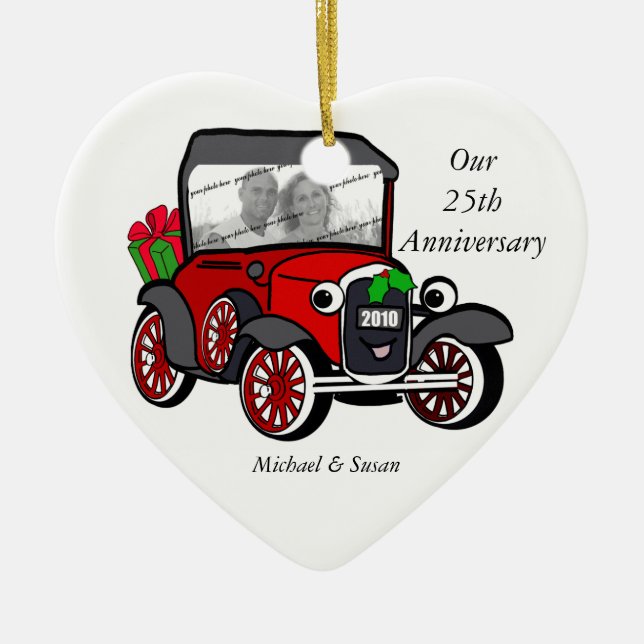 Model A Photo Christmas Ceramic Ornament (Front)