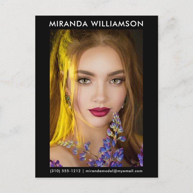 Model Actor 1 Photo Comp Card Postcard Black (Front)