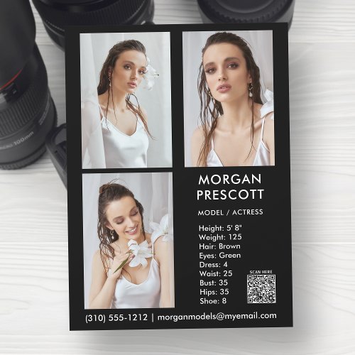 Model Actor 3 Photo Pro Comp Card Your QR Code