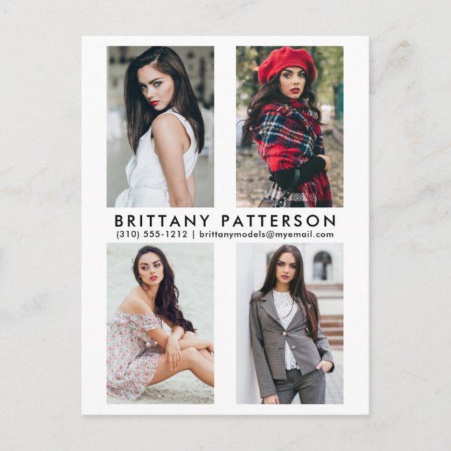 Model Actor 4 Photo Comp Card White Postcard (Front)