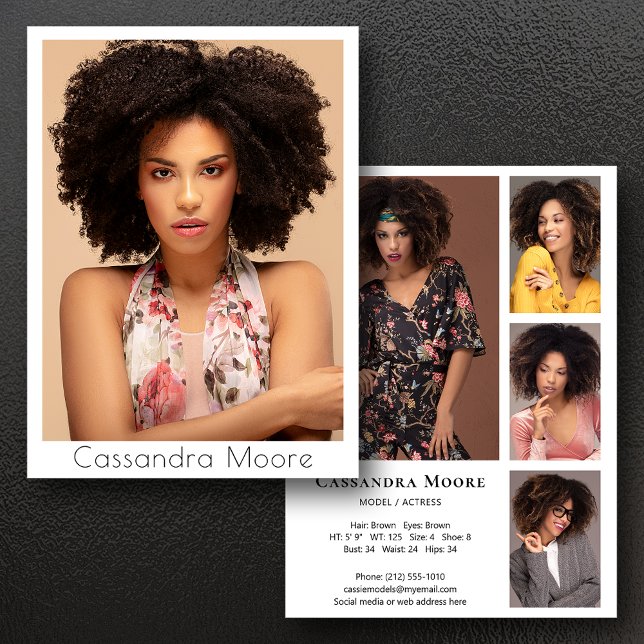 Model Actor 5 Photo Pro Composite Card Template (Available in high quality print or digital download for quick messaging, email or self printing.)
