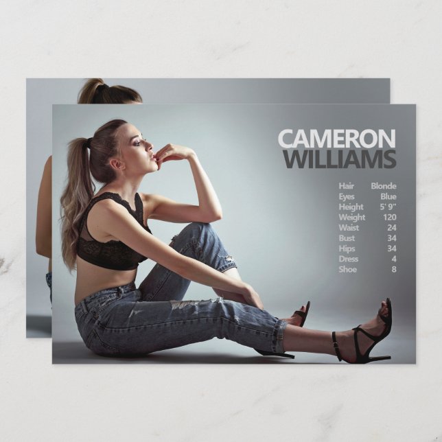 Model Actor 5x7 Comp Zed Card Double Sided (Front/Back)