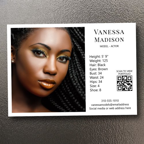 Model Actor 5x7 Photo Card Template QR White