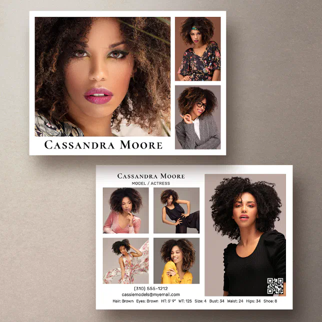 Model Actor 8 Photo Composite Card Template | Zazzle