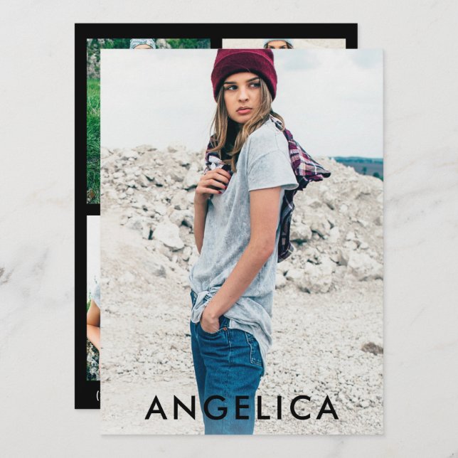 Model Actor Comp Card - 3 Photo Back - Black (Front/Back)