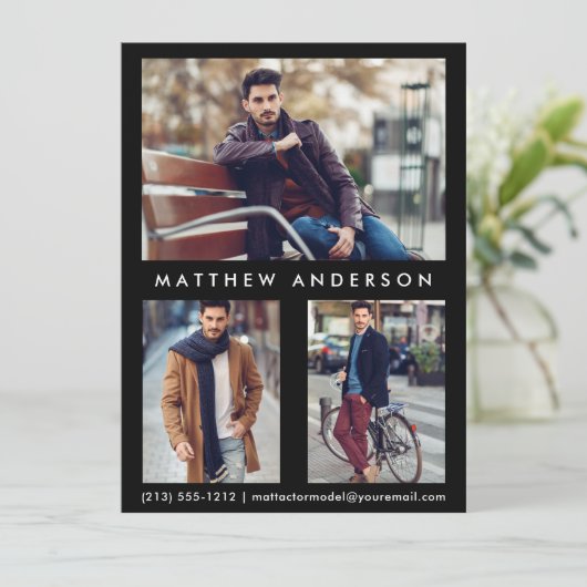 Model Actor Comp Card 3 Photo - Front Black (Standing Front)