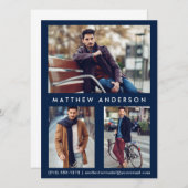 Model Actor Comp Card 3 Photo - Front Blue (Front/Back)