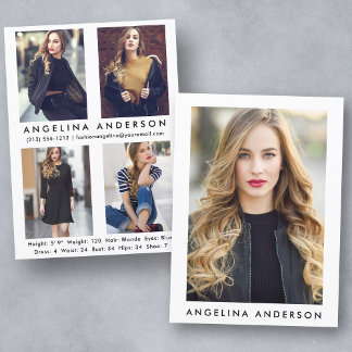 Model Actor Comp Card - 4 Photo Back