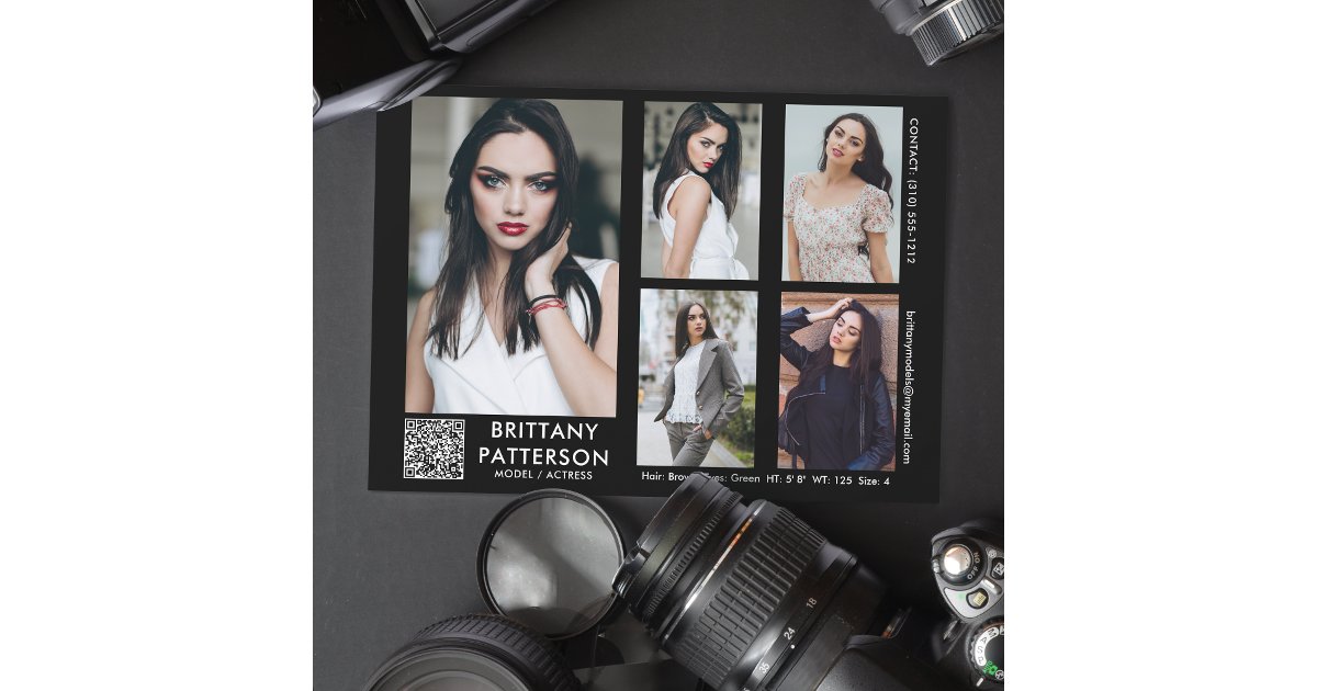 Model Actor Comp Card 5 Photo Your QR Code | Zazzle