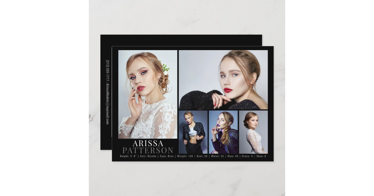 Model Actor Comp Card 6 Photo 5x7 Zazzle