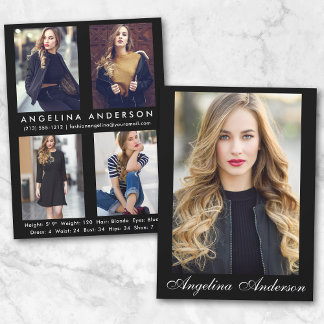 Model Actor Comp Card Blk - 4 Photo Back - Script