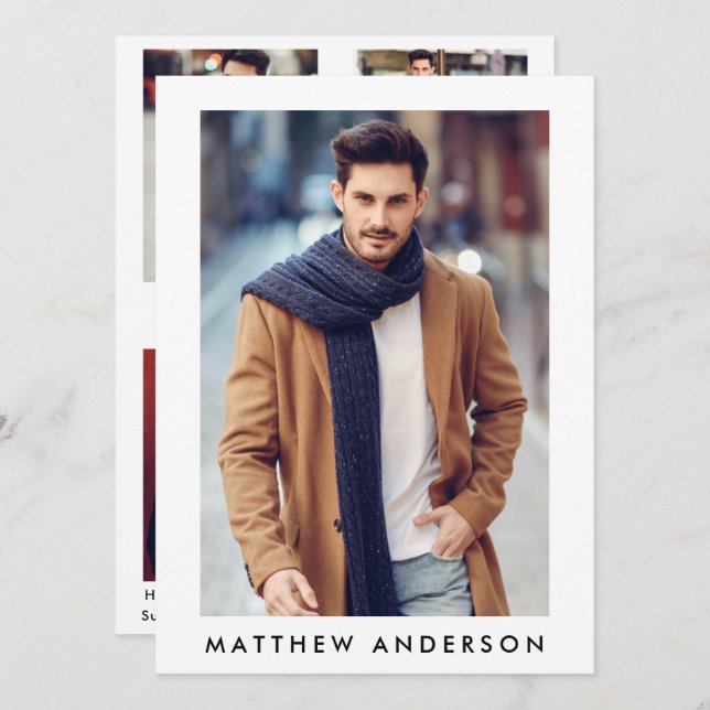 Model Actor Comp Card White - 4 Photo Back (Front/Back)