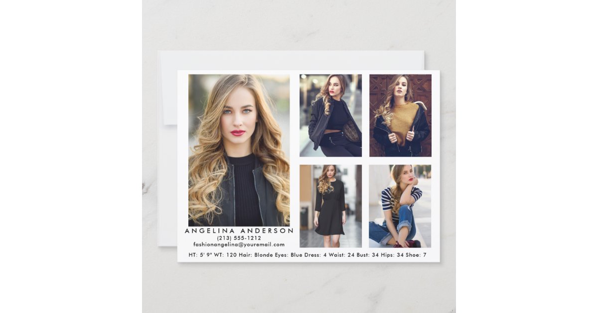 Model Actor Comp Card Wht 5 Photos Zazzle