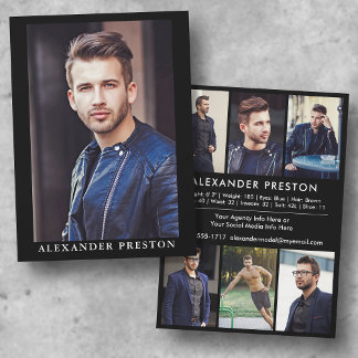 Model Actor Comp Card Zed Card 7 Photo 5.5x7.5