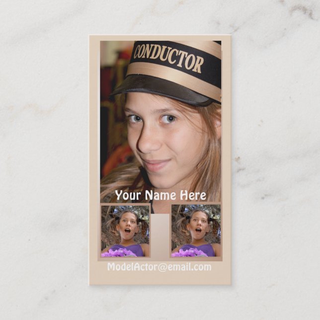 Model- Actor Headshot Business Card (Front)