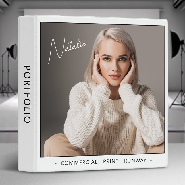 Model Actor Name Photo Portfolio Binder White (Three binder sizes to choose from. Uses standard size page inserts (not included).)