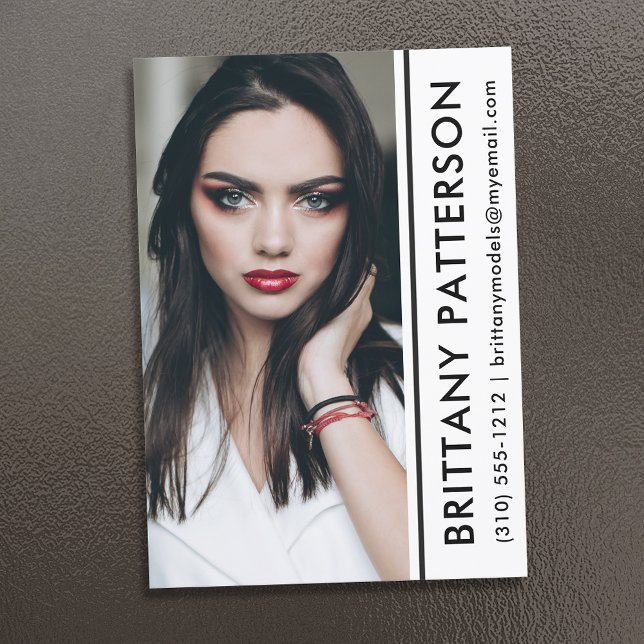 Model Actor Photo Comp Card 5x7 White Stripe (Creator Uploaded)