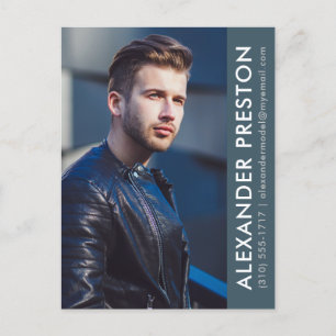 Model Actor Photo Comp Card Blue AP Postcard