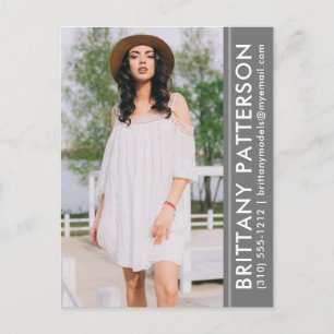 Model Actor Photo Comp Card Gray Postcard