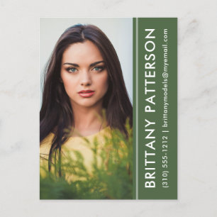 Model Actor Photo Comp Card Green Postcard