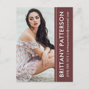 Model Actor Photo Comp Card Rust Stripe Postcard