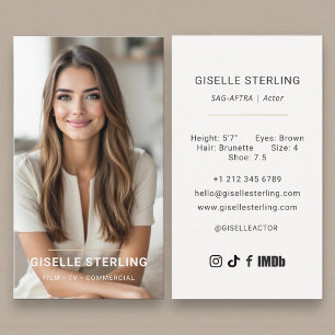 Model Actor Photo Neutral Beige Business Card