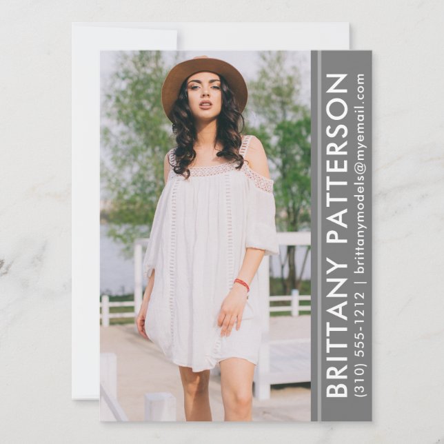 Model Actor Photo Pro Comp Card Gray (Front)