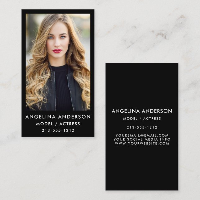 Model Actor Photo Professional Business Card (Front/Back)