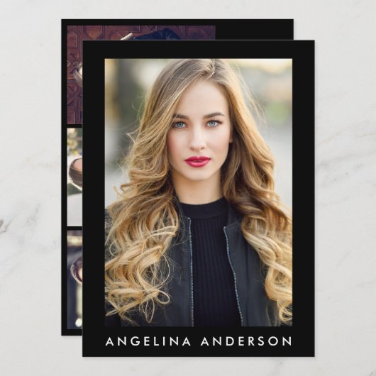 Model Actor Photo Professional Comp Card Black (Front/Back)