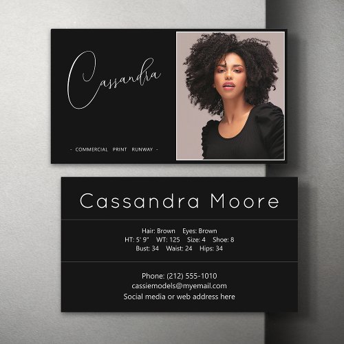 Model Actor Photo Promotional Business Card