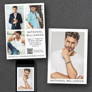Model Actor QR Code 4 Photo Pro Comp Card