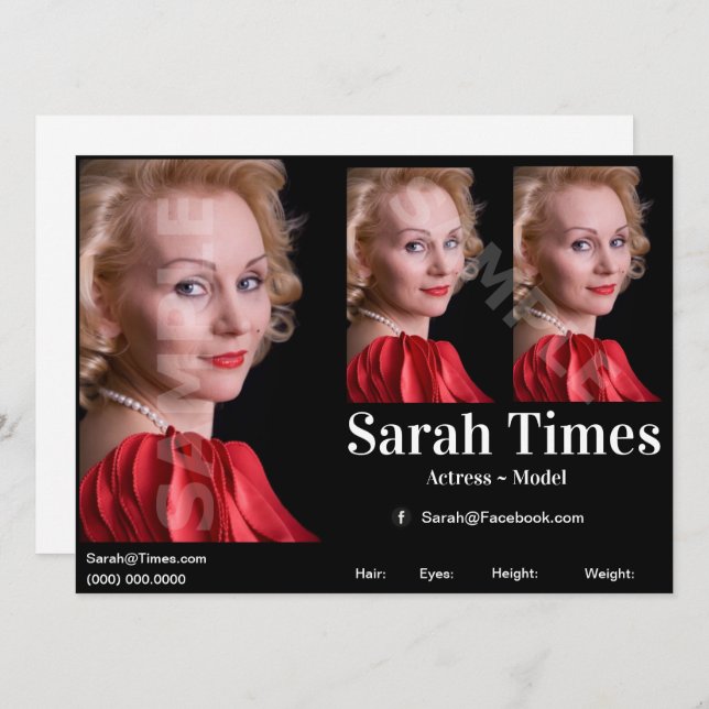 Model Actor Zed Headshot Comp Template (Front/Back)