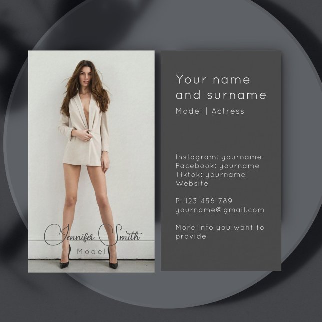 Model Actress add your own photo Business Card (Creator Uploaded)