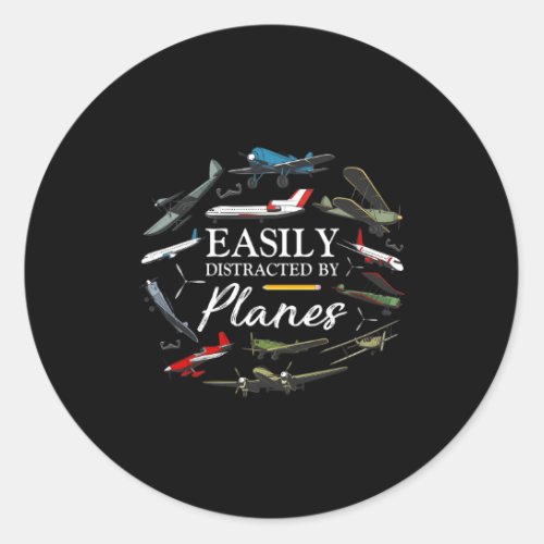 Model Aircraft Easily Distracted By Planes Pilot A Classic Round Sticker