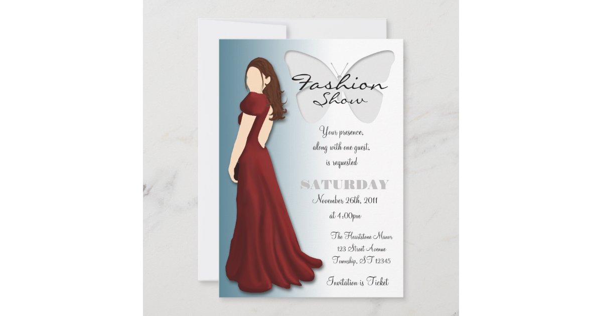 Model Contest Invitation Model Butterfly Elegant Fashion Show Invitation | Zazzle