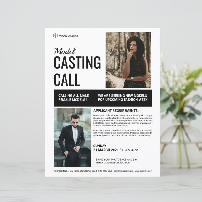 Model Casting Call Flyer Template (Standing Front)