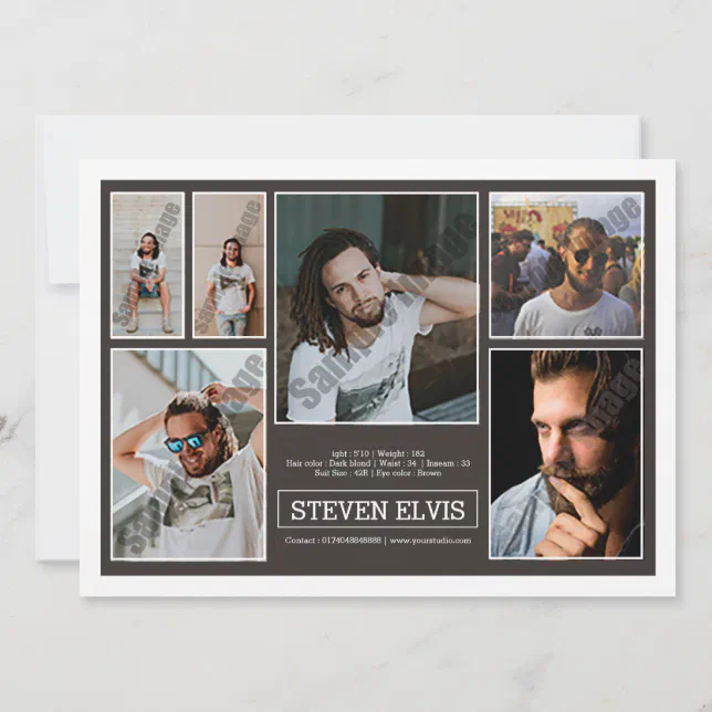 Model Comp Card Back Model Comp Card | Zazzle